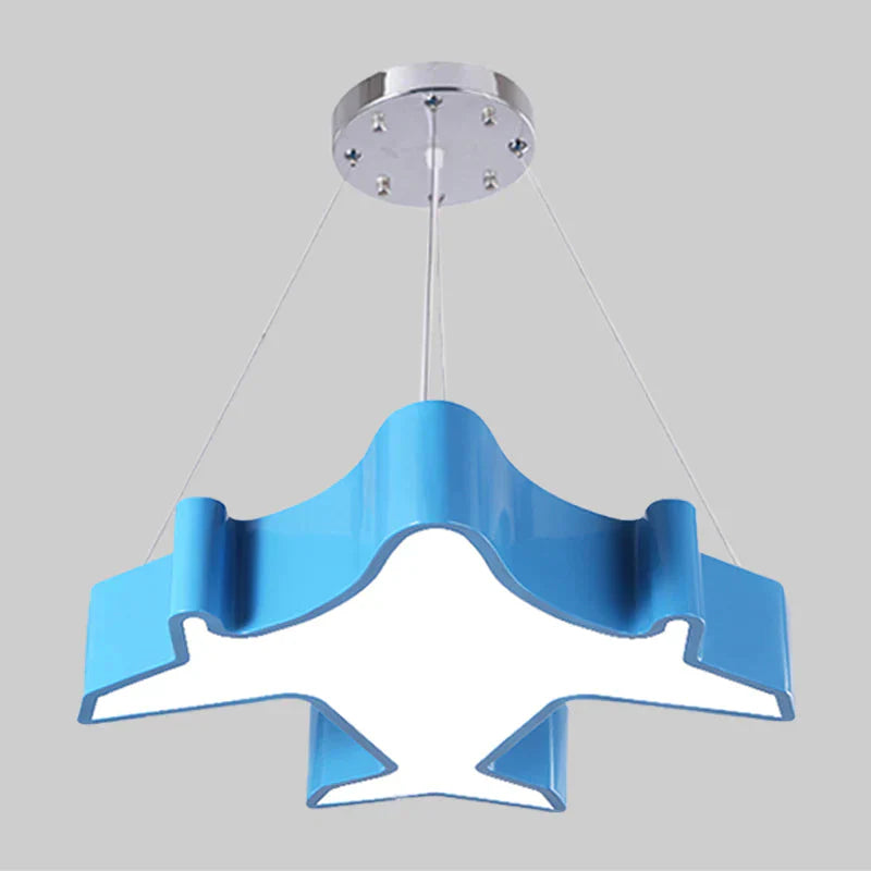Plane Playing Room Pendant Lamp Acrylic Cartoon Style Led Chandelier Light Fixture In