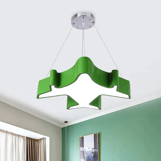 Plane Playing Room Pendant Lamp Acrylic Cartoon Style Led Chandelier Light Fixture In