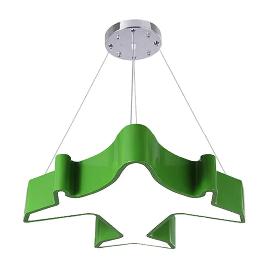 Plane Playing Room Pendant Lamp Acrylic Cartoon Style Led Chandelier Light Fixture In