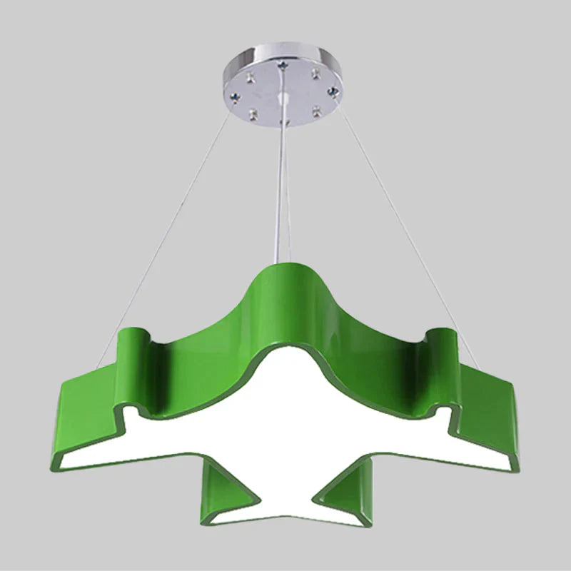 Plane Playing Room Pendant Lamp Acrylic Cartoon Style Led Chandelier Light Fixture In