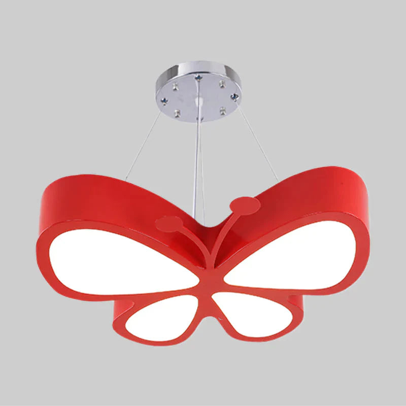 Kids Style Butterfly Chandelier Light Acrylic Led Hallway Ceiling Hang Fixture In Red/Blue/Yellow