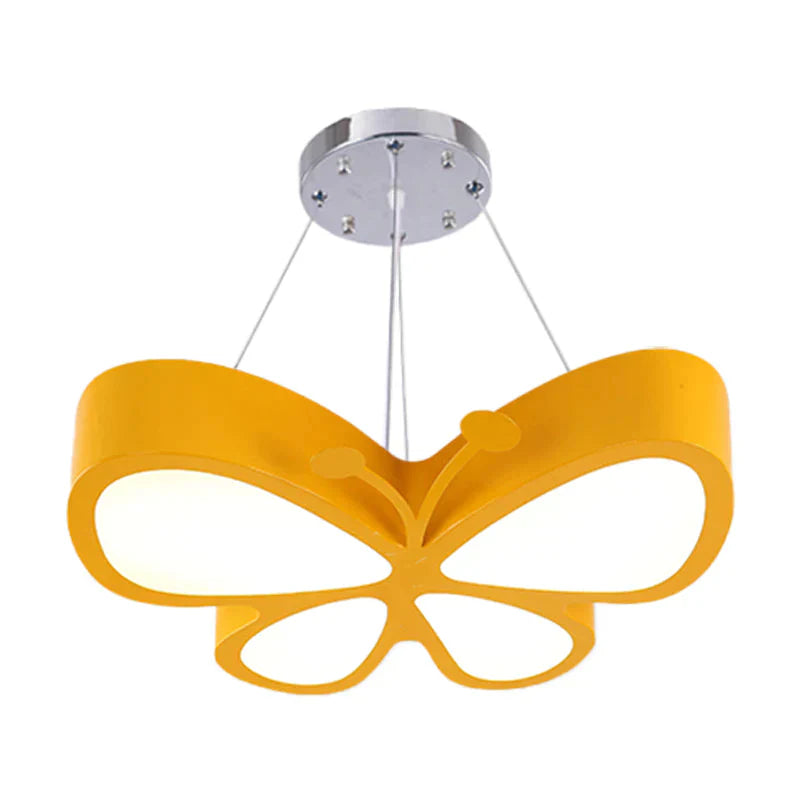 Kids Style Butterfly Chandelier Light Acrylic Led Hallway Ceiling Hang Fixture In Red/Blue/Yellow