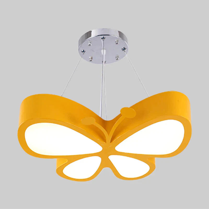 Kids Style Butterfly Chandelier Light Acrylic Led Hallway Ceiling Hang Fixture In Red/Blue/Yellow