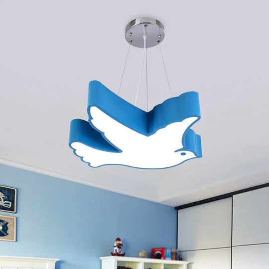 Contemporary Led Pendant Chandelier Blue/Green/Red Flying Bird Suspended Lighting Fixture With