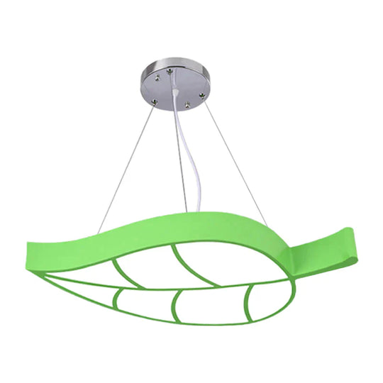 Acrylic Leave Hanging Chandelier Modern Style Led Pendant Light Kit In Blue/Yellow/Green For Dining
