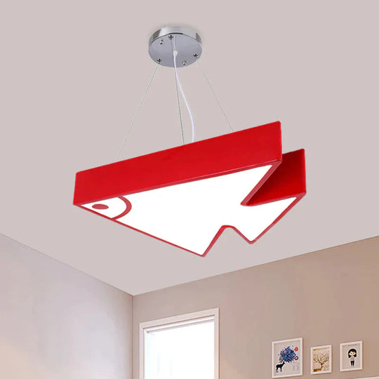 Fish Chandelier Pendant Light Modernist Acrylic Red/Blue/Green Led Hanging Lamp Kit For Bedroom