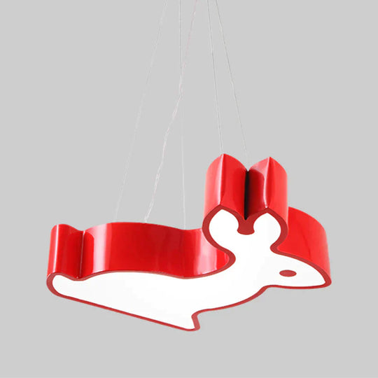 Rabbit Sleeping Room Ceiling Lamp Acrylic Kids Style Led Pendant Chandelier In Red/Blue/Yellow