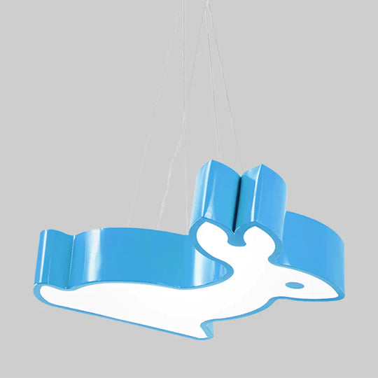 Rabbit Sleeping Room Ceiling Lamp Acrylic Kids Style Led Pendant Chandelier In Red/Blue/Yellow