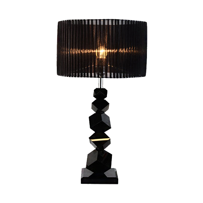 Sarah - Black Drum Night Lamp Classic Fabric Table Light