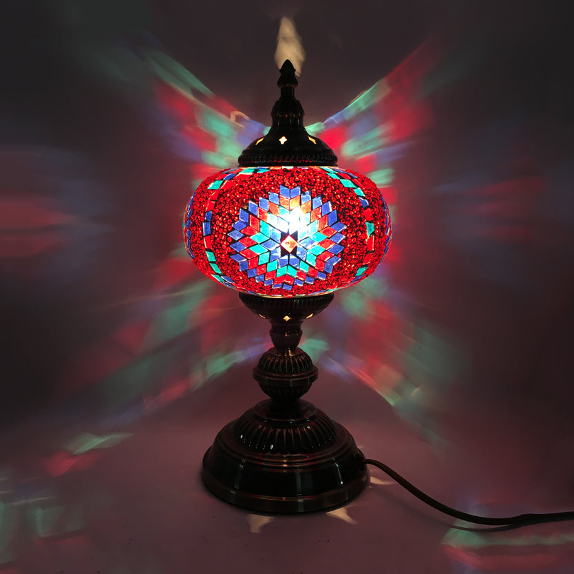 Angela - Vintage 1 Head Bedroom Table Lamp Bronze Task Lighting With Spherical Red/Blue/Multi -