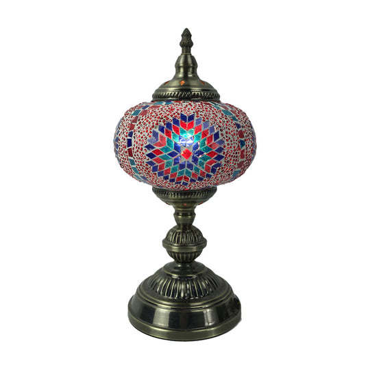Angela - Vintage 1 Head Bedroom Table Lamp Bronze Task Lighting With Spherical Red/Blue/Multi -