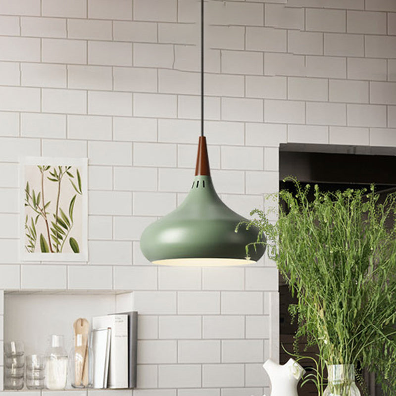 Mirella - Macaron Onion Pendant Lighting Fixture Aluminum Single Green/White/Gold Hanging Ceiling