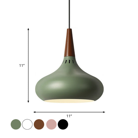 Mirella - Macaron Onion Pendant Lighting Fixture Aluminum Single Green/White/Gold Hanging Ceiling