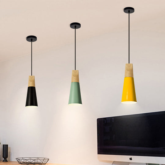 Harper - Mini Cone Suspension Lamp: Aluminum Macaron Single - Bulb Pendant Light