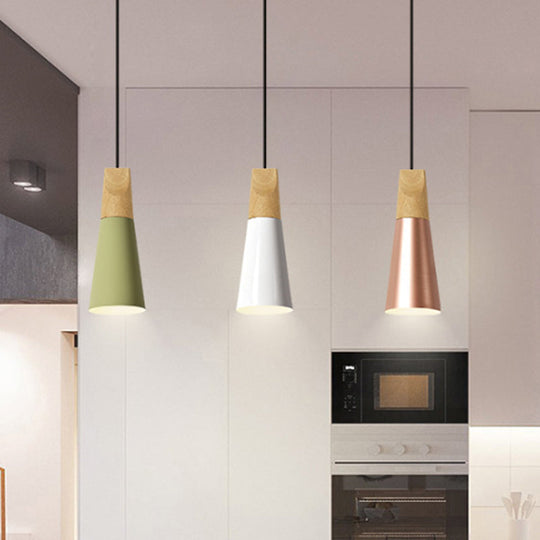 Harper - Mini Cone Suspension Lamp: Aluminum Macaron Single - Bulb Pendant Light