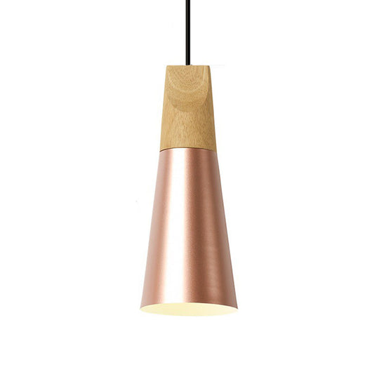 Harper - Mini Cone Suspension Lamp: Aluminum Macaron Single - Bulb Pendant Light