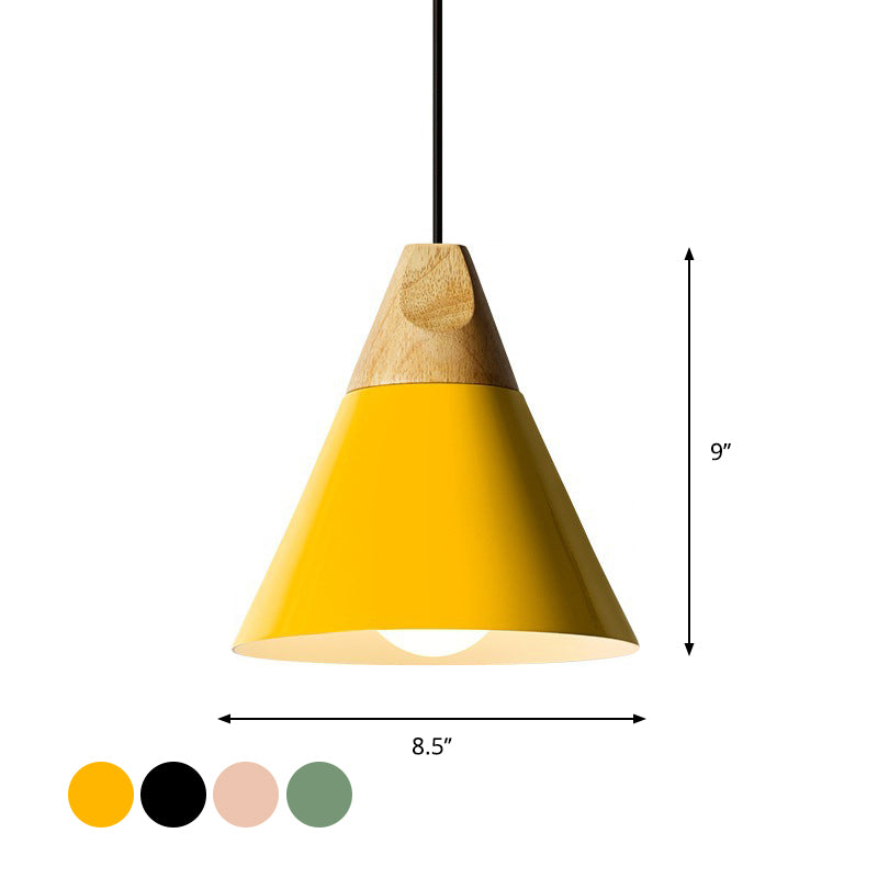 Harper - Mini Cone Suspension Lamp: Aluminum Macaron Single - Bulb Pendant Light