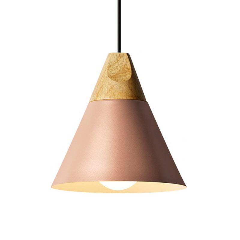 Harper - Mini Cone Suspension Lamp: Aluminum Macaron Single - Bulb Pendant Light