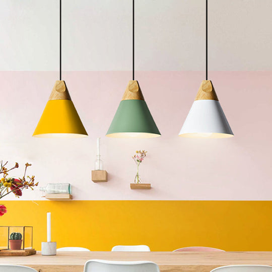 Harper - Mini Cone Suspension Lamp: Aluminum Macaron Single - Bulb Pendant Light