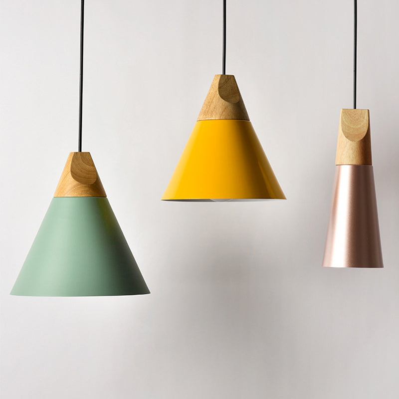 Harper - Mini Cone Suspension Lamp: Aluminum Macaron Single - Bulb Pendant Light