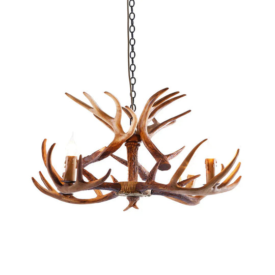 White/Brown 2 - Layered Rustic Resin Antler Chandelier 3/6/8 Lights