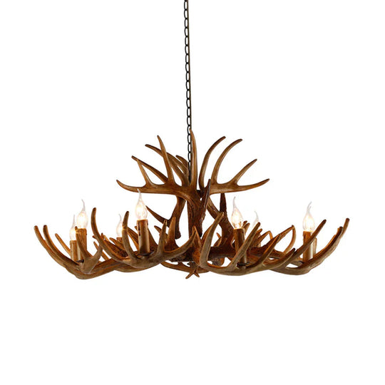 White/Brown 2 - Layered Rustic Resin Antler Chandelier 3/6/8 Lights