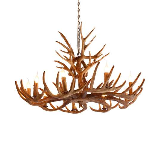 Resin Faux Antler Ceiling Chandelier Countryside 4/6/8 Heads Kitchen Hanging Lamp In Brown 9 /
