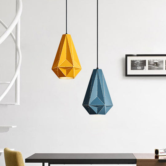 Iron Origami Lighting Fixture With Diamond Pendulum Design Yellow / A Pendant