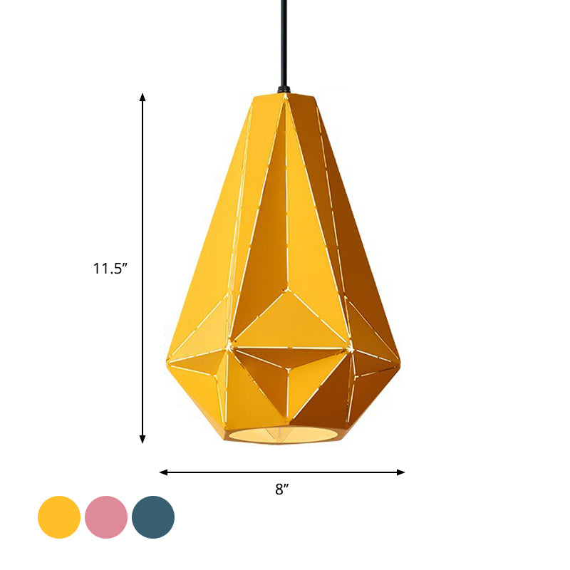 Iron Origami Lighting Fixture With Diamond Pendulum Design Pendant