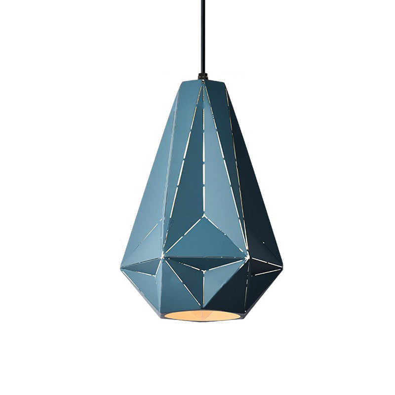 Iron Origami Lighting Fixture With Diamond Pendulum Design Pendant