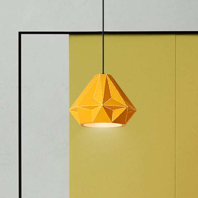 Iron Origami Lighting Fixture With Diamond Pendulum Design Yellow / B Pendant