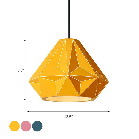 Iron Origami Lighting Fixture With Diamond Pendulum Design Pendant