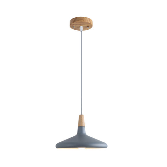 Serenity - Modern Grey/Pink/Green Cone Hanging Lamp Macaron 1 Bulb Aluminum Ceiling Pendant With