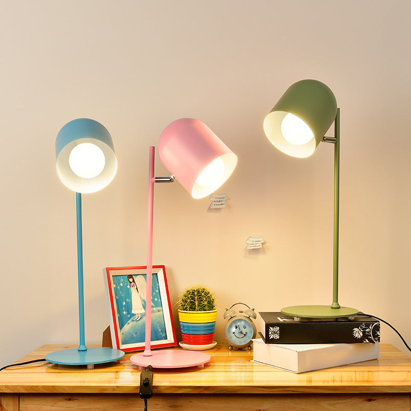 Hailey - Macaron Cloche Shade Kids Room Study Lamp Aluminum 1 Head Night Table Light In