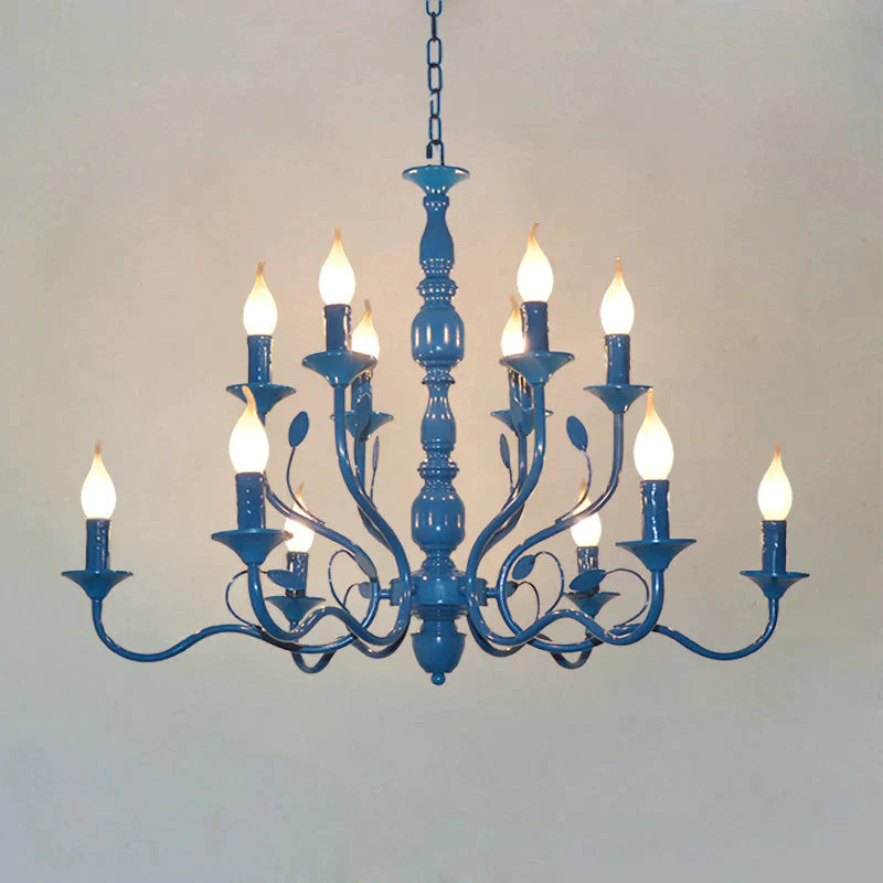 Metal Candle Shape Pendant Chandelier Vintage 10/12/16 Lights Restaurant Hanging Ceiling Lamp In
