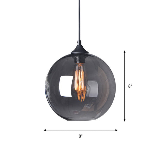 Alessandra - 8/10/12 W Globe Bistro Pendulum Light: Industrial Smoke Grey Glass
