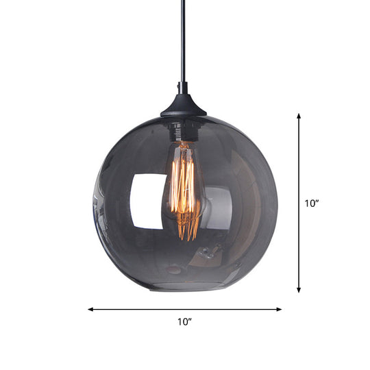 Alessandra - 8/10/12 W Globe Bistro Pendulum Light: Industrial Smoke Grey Glass