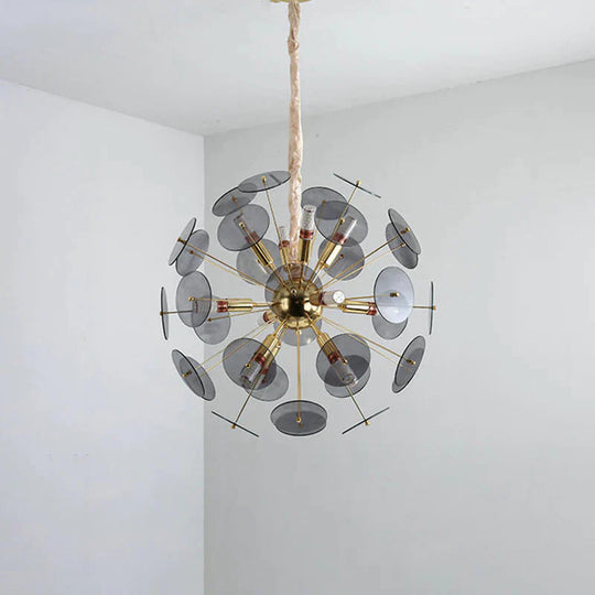 Sputnik Bedroom Ceiling Chandelier Metal 12 - Bulb Modernist Hanging Light In Grey/White/Blue