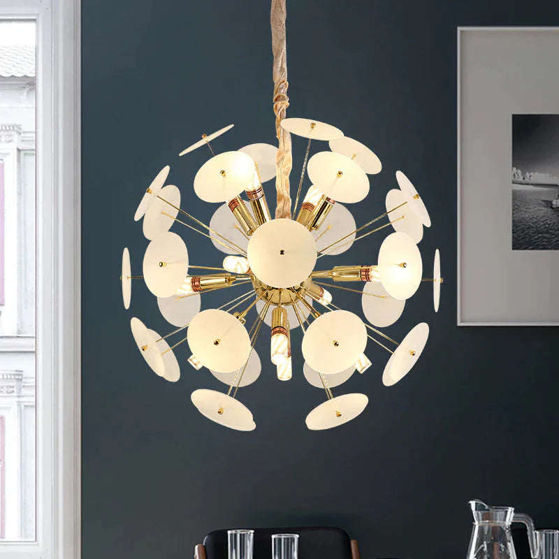 Sputnik Bedroom Ceiling Chandelier Metal 12 - Bulb Modernist Hanging Light In Grey/White/Blue