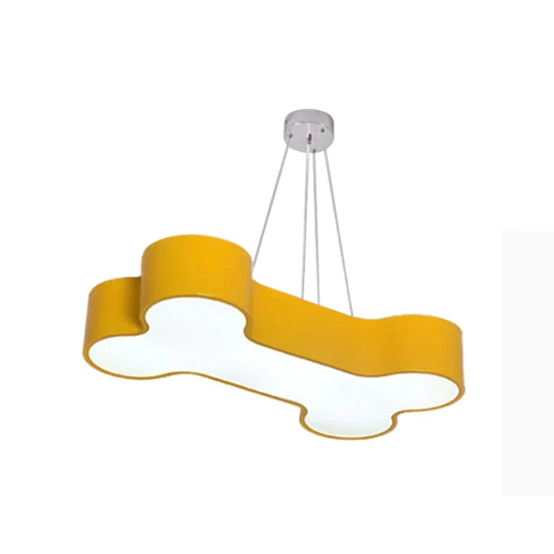 Yellow Bone Ceiling Suspension Lamp Kids Led Acrylic Pendant Chandelier For Kindergarten