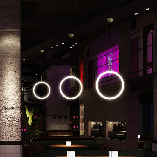Halo Ring Restaurant Down Pendant Light In Gold Warm/White / 8’ Warm Lighting