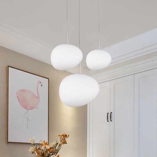 Laura - Cream Floating Pebble Dining Room Pendant Lamp Glass 1 Head Minimalist Hanging Ceiling