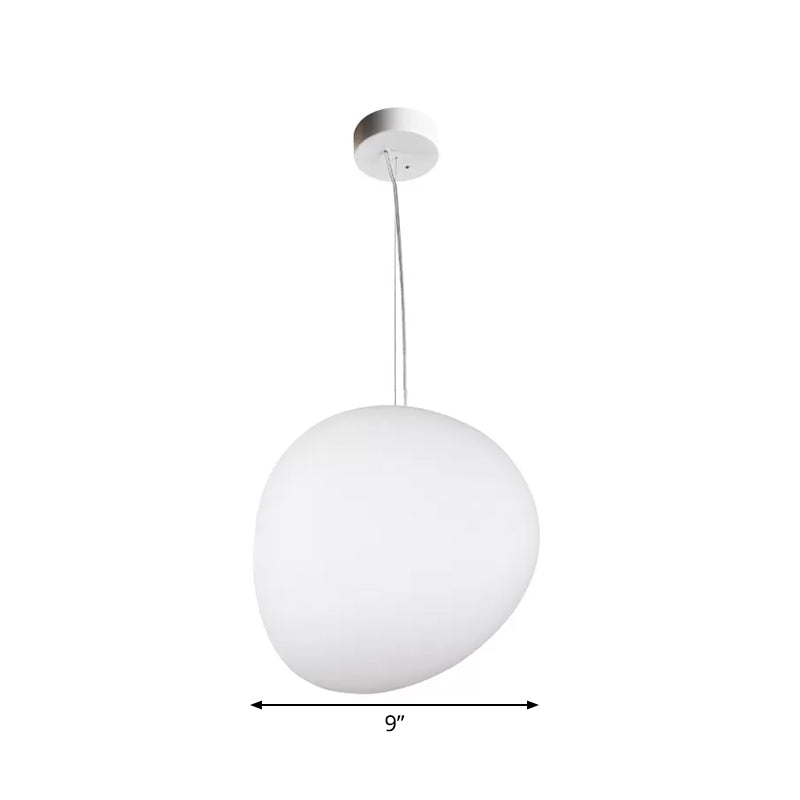 Laura - Cream Floating Pebble Dining Room Pendant Lamp Glass 1 Head Minimalist Hanging Ceiling