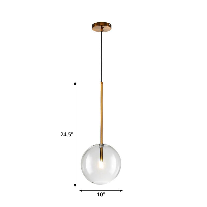 Sylvie - Minimalist Single Gold Pendant: Clear Glass Globe Suspension Lighting
