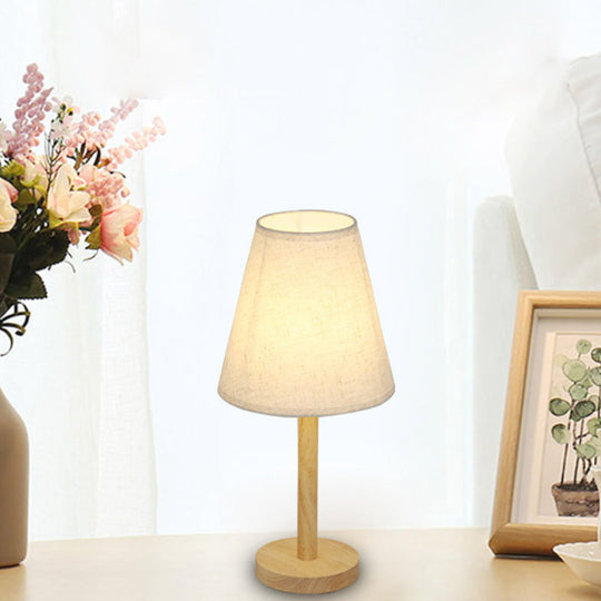 Lillian - Tapered Shade Night Lamp: Simplicity Wood Table Lighting