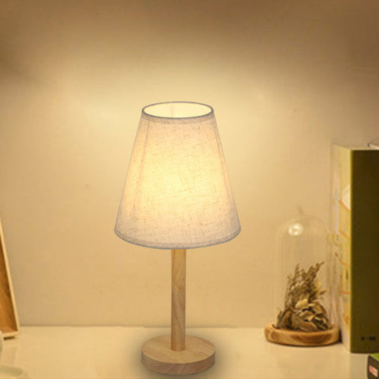 Lillian - Tapered Shade Night Lamp: Simplicity Wood Table Lighting