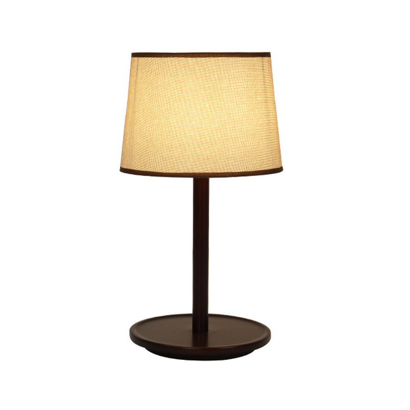 Marta - Nordic Tapered Shade Table Lamp Style Fabric 1 - Light Beige/Dark Brown Nightstand Light