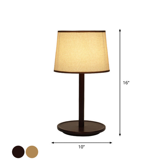 Marta - Nordic Tapered Shade Table Lamp Style Fabric 1 - Light Beige/Dark Brown Nightstand Light