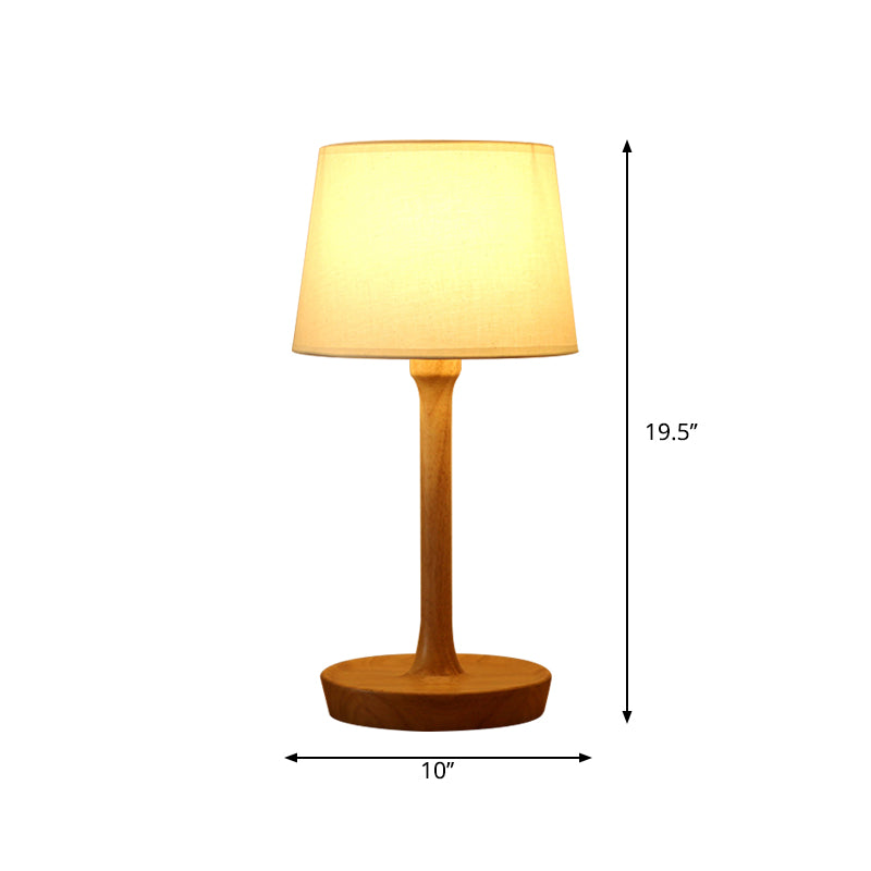 Diane - Wood Fabric Empire Shade Night Stand Lamp Simple Style 1 Bulb Table Lighting For Living Room