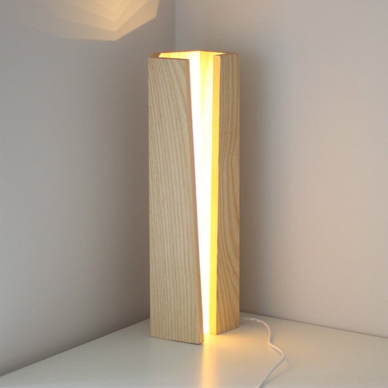 Lucy - Wooden Table Light Simplicity 5/6 Led Beige Nightstand Lamp